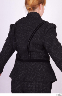  Photos Woman in Historical Dress 105 18th century black jacket historical clothing upper body 0007.jpg